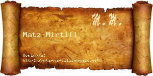 Matz Mirtill névjegykártya